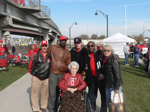 Margaret Max with David, Willie Harper, For Husker Fans Only author Rich Wolfe, Johnny Rodgers, and Donna Max