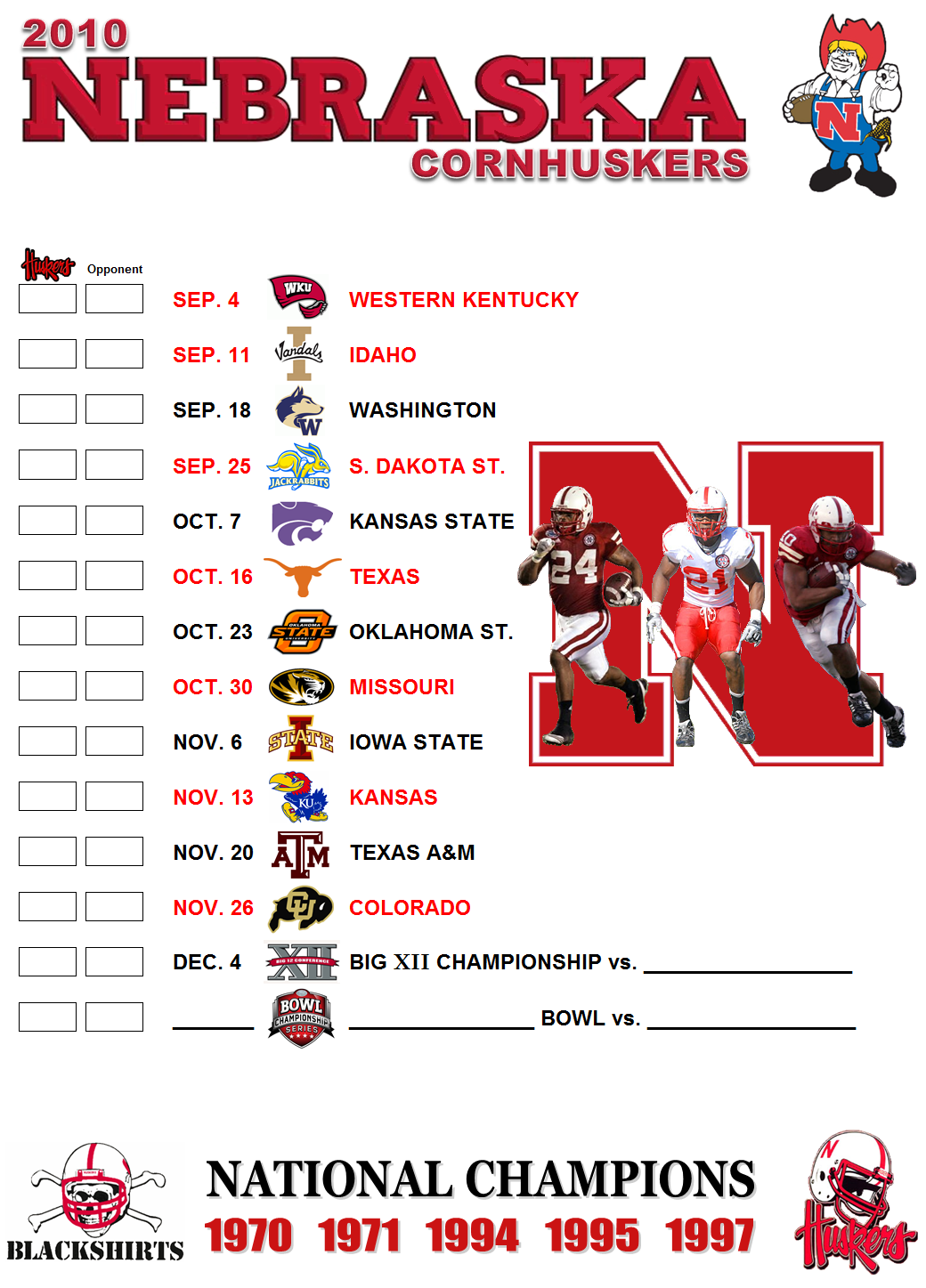 Nebraska Football Schedule 2022 Printable