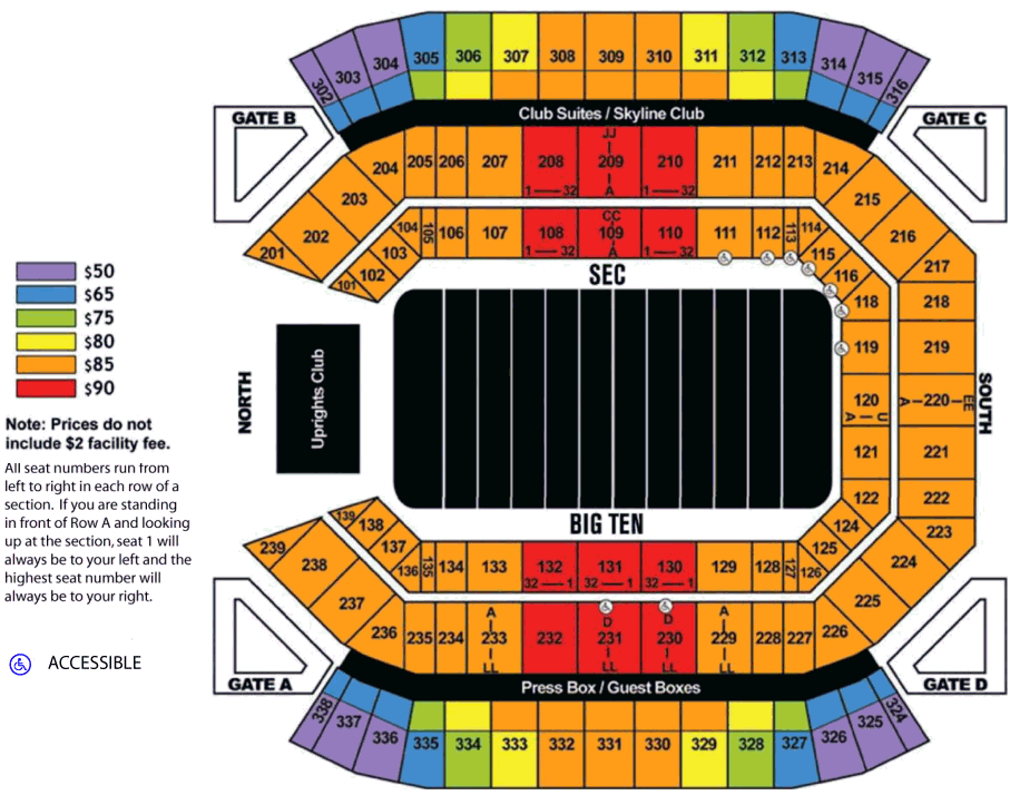 Florida Citrus Bowl Football Seating Chart