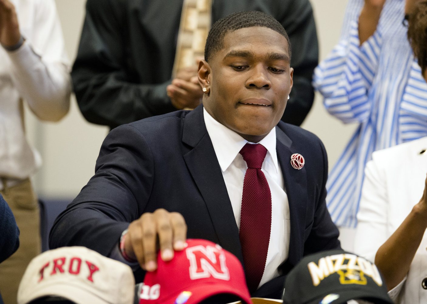 It's the Nebraska hat for Cameron Taylor.