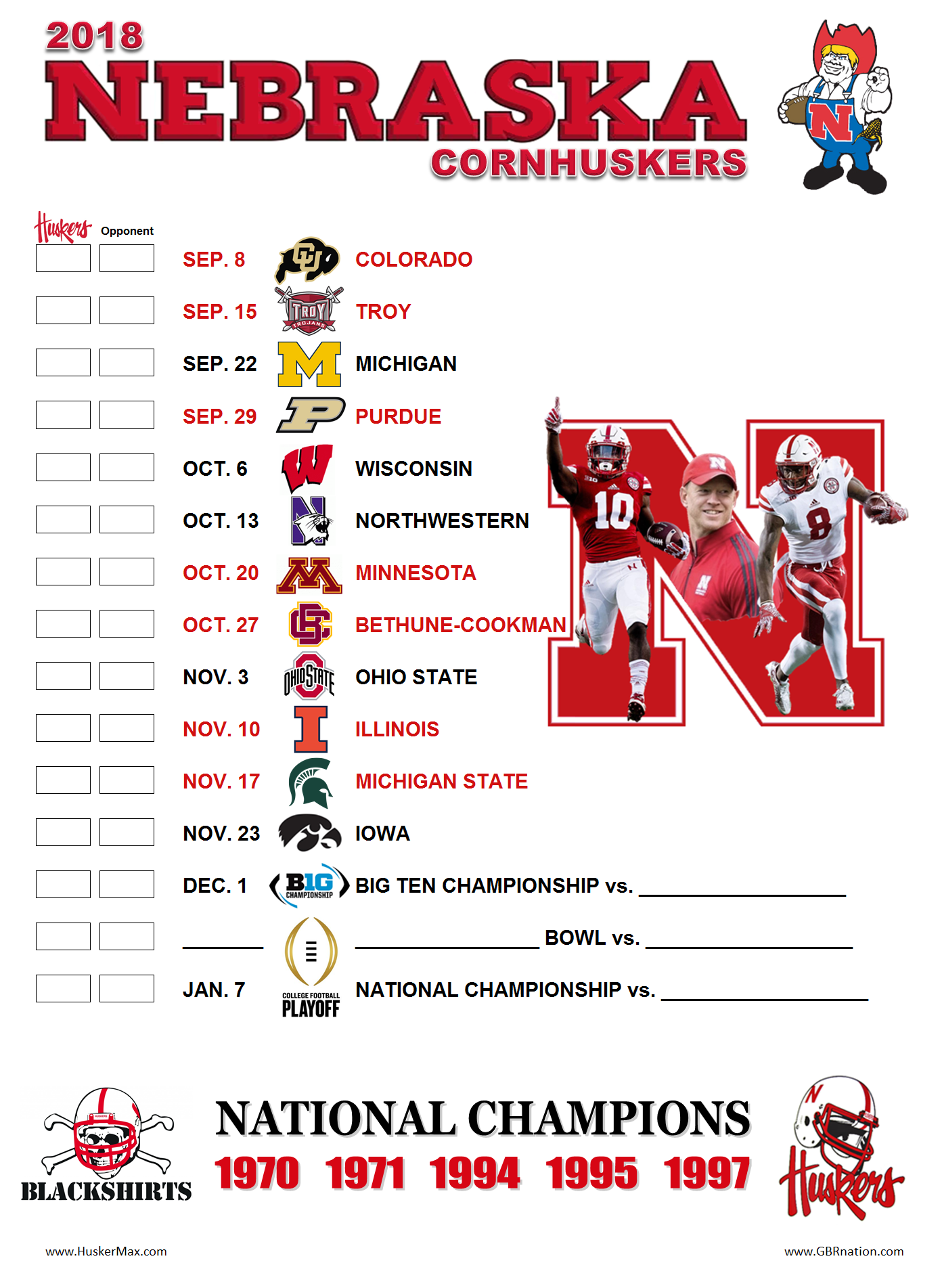 Husker Football Printable Schedule Customize and Print