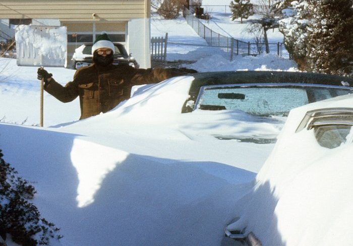 Joe Hudson with snow shovel