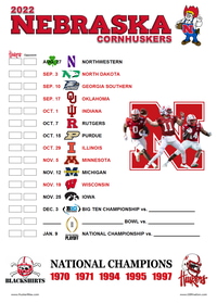 Printable 2022 Nebraska football schedule - August 16, 2021